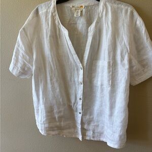 C&C California Crisp White Linen Blouse